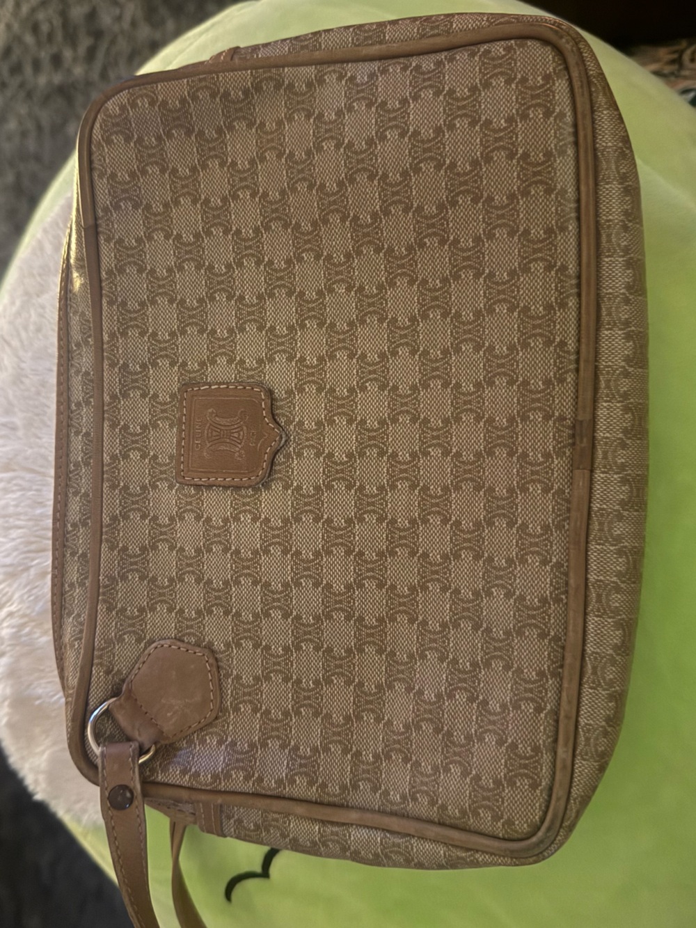 Celine Beige/Tan Monogram Canvas Shoulder Bag - Picture 7 of 17